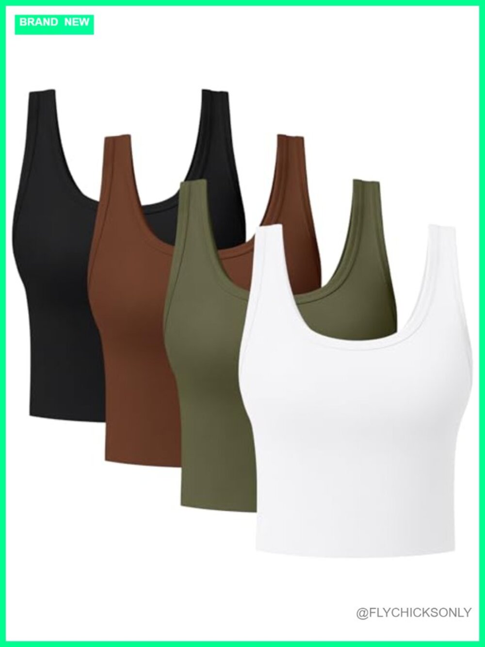 Women's Cotton Scoop Neck Tank Tops Sleeveless Workout Yoga Crop Top 4 Pack